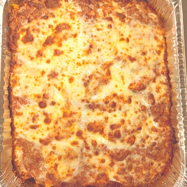 Tub of Baked Mostaccioli.